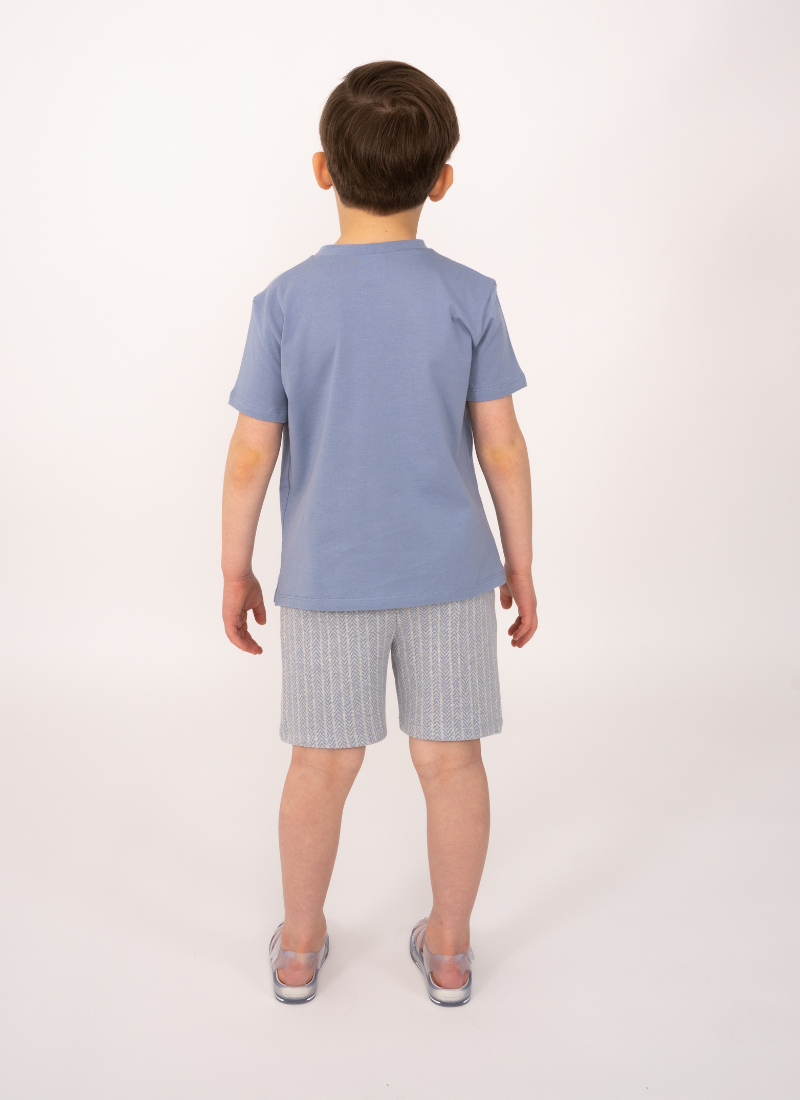 Blue and Grey Chevron T-Shirt and Short Set