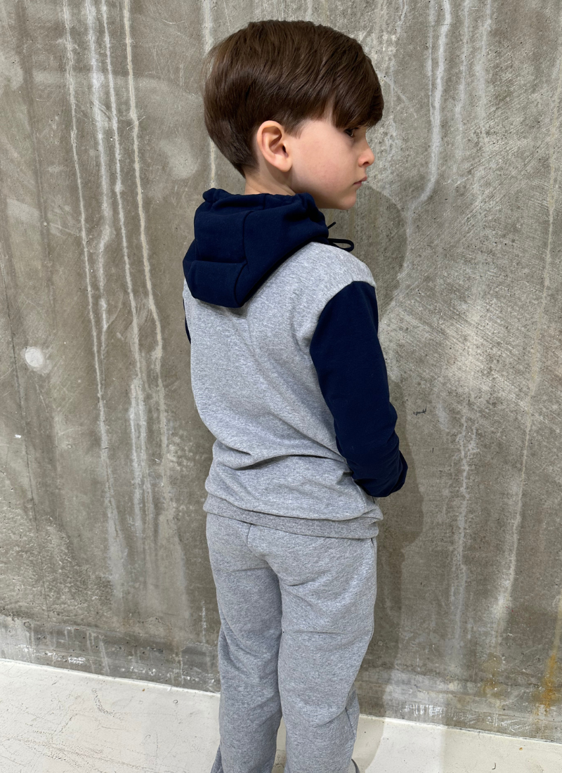 Grey Melange/Navy Hooded Tracksuit