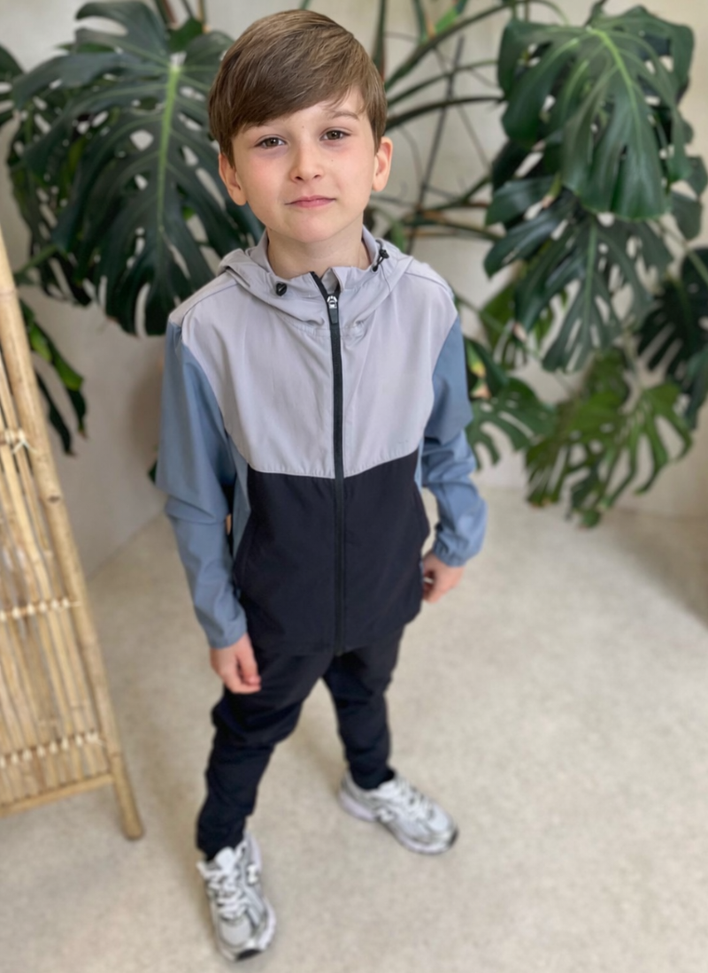 Kids Windbreaker Tracksuit - Mid Blue/Navy