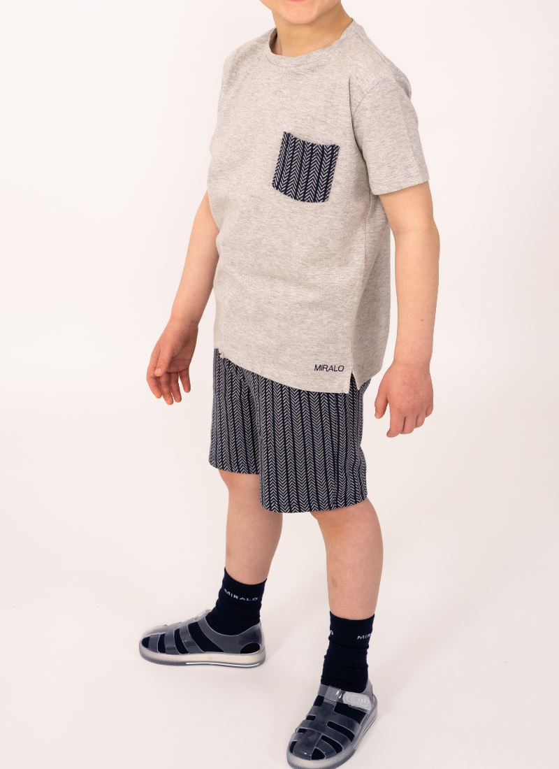 Navy and Grey Chevron T-Shirt and Short Set