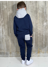Load image into Gallery viewer, Navy with Grey Melange Hood Tracksuit

