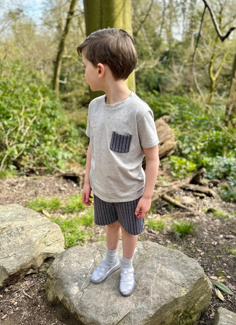 Navy and Grey Chevron T-Shirt and Short Set