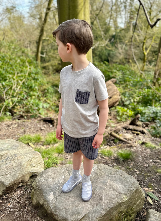Navy and Grey Chevron T-Shirt and Short Set
