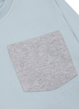 Load image into Gallery viewer, Cerulean Blue and Grey Melange Pocket Long Sleeve T- Shirt
