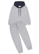 Load image into Gallery viewer, Grey Melange with Navy Hood Tracksuit
