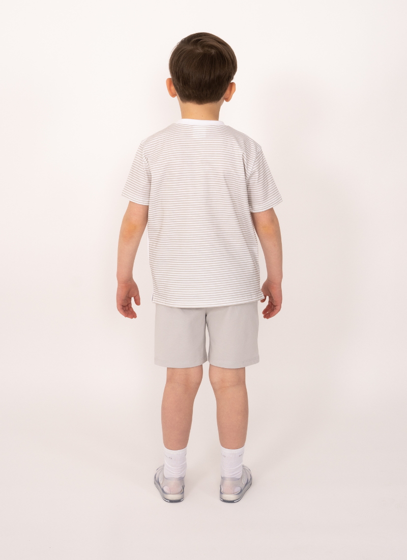Grey Striped T-Shirt and Short Set
