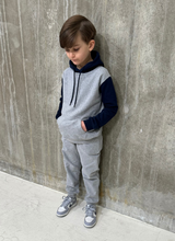 Load image into Gallery viewer, Grey Melange/Navy Hooded Tracksuit
