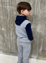 Load image into Gallery viewer, Grey Melange/Navy Hooded Tracksuit
