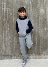 Load image into Gallery viewer, Grey Melange/Navy Hooded Tracksuit
