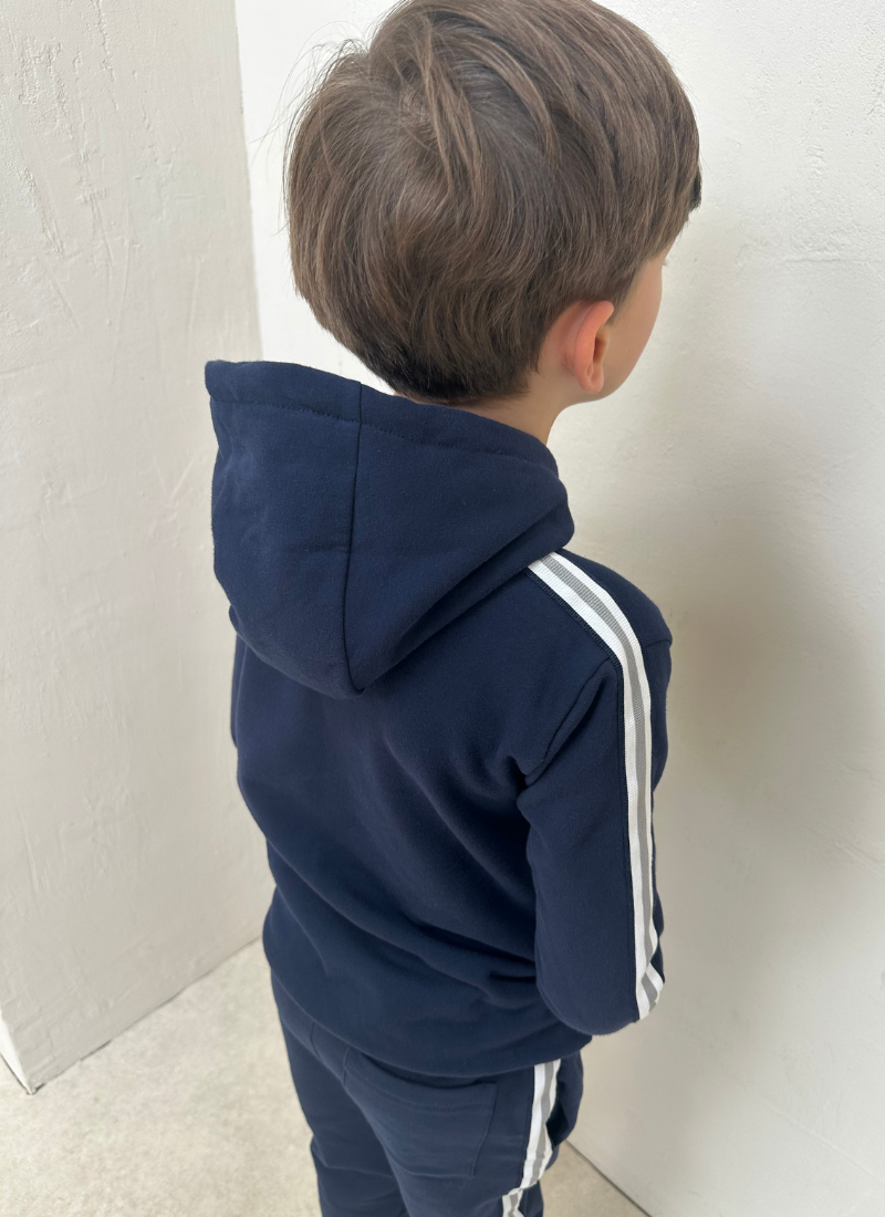 Kids Tape Hooded Tracksuit - Navy