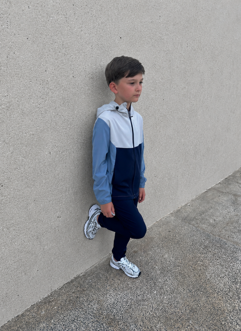 Kids Windbreaker Tracksuit - Mid Blue/Navy