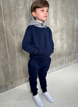 Load image into Gallery viewer, Navy with Grey Melange Hood Tracksuit
