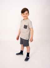 Load image into Gallery viewer, Navy and Grey Chevron T-Shirt and Short Set
