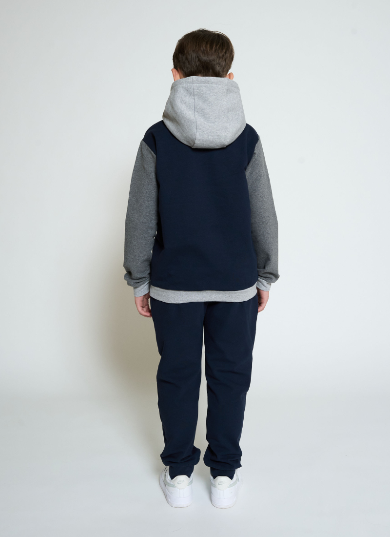 Kids Colour Block Hooded Tracksuit - Navy