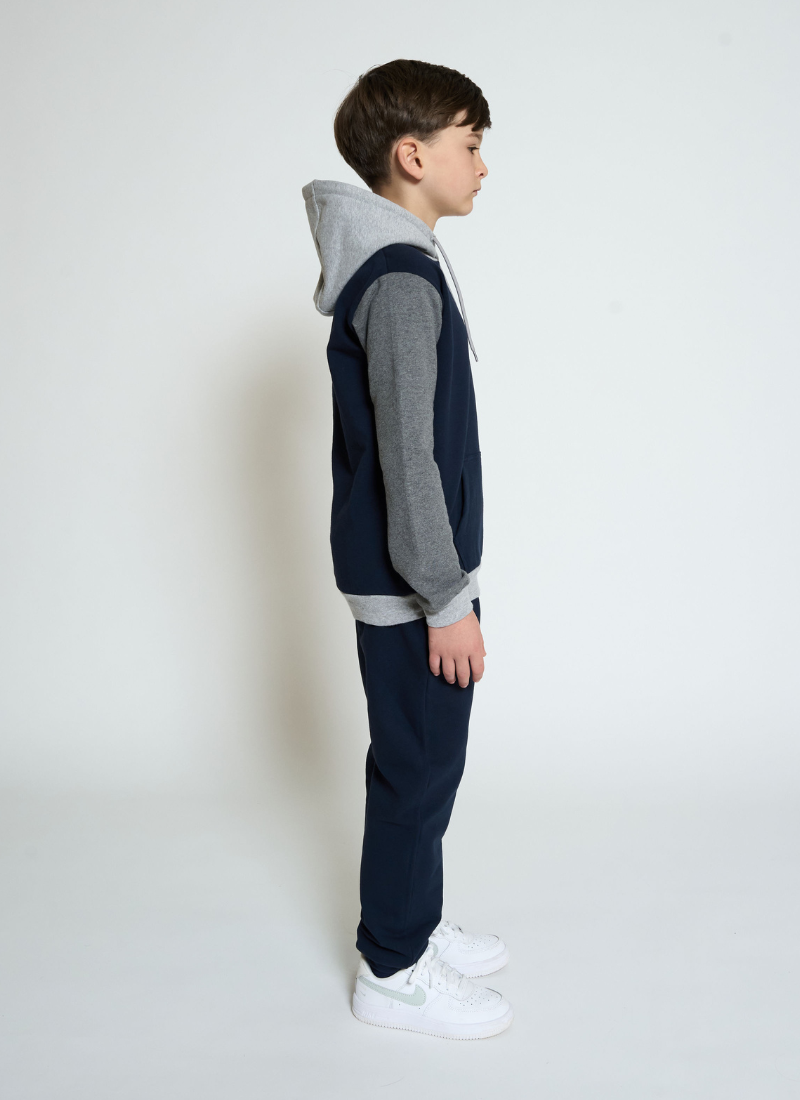 Kids Colour Block Hooded Tracksuit - Navy