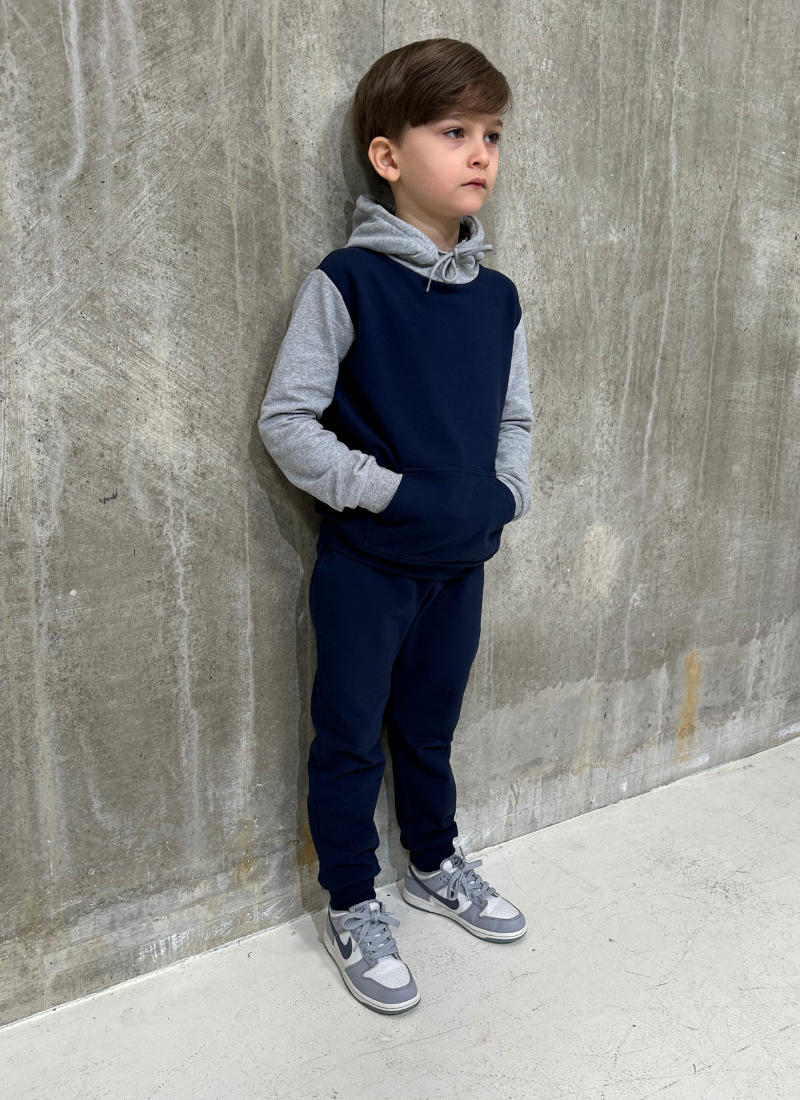 Navy/Grey Melange Hooded Tracksuit