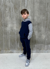 Load image into Gallery viewer, Navy/Grey Melange Hooded Tracksuit
