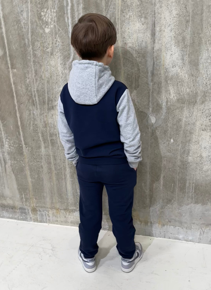Navy/Grey Melange Hooded Tracksuit