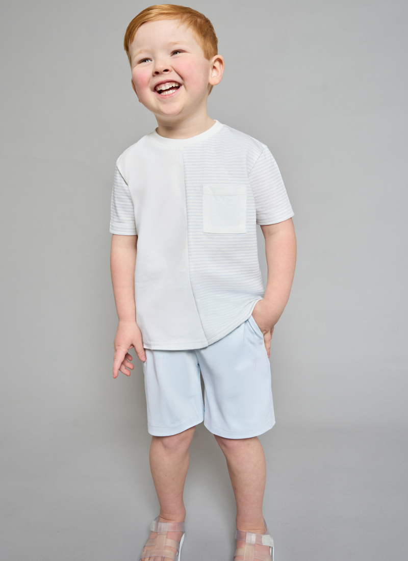 Cerulean Blue Striped T-Shirt & Short Set