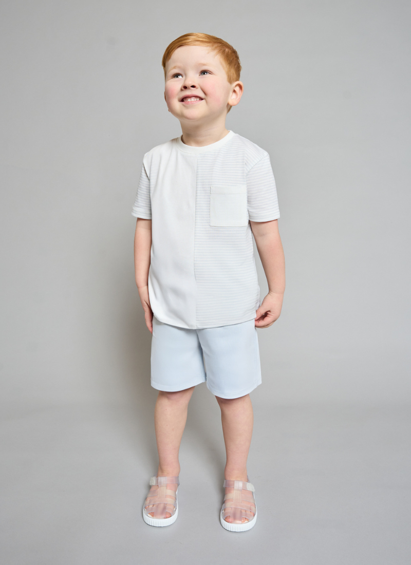 Cerulean Blue Striped T-Shirt & Short Set