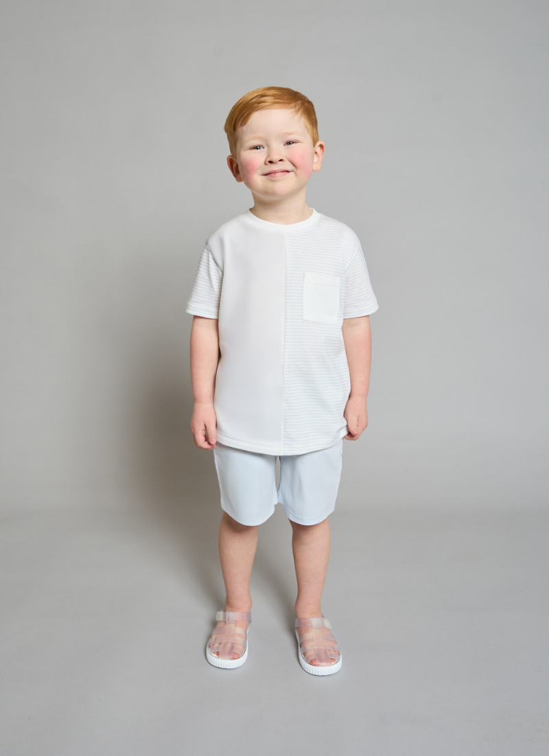 Cerulean Blue Striped T-Shirt & Short Set