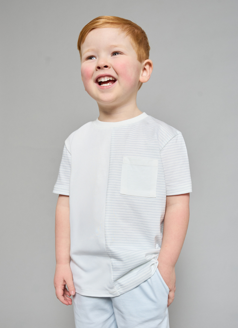 Cerulean Blue Striped T-Shirt & Short Set