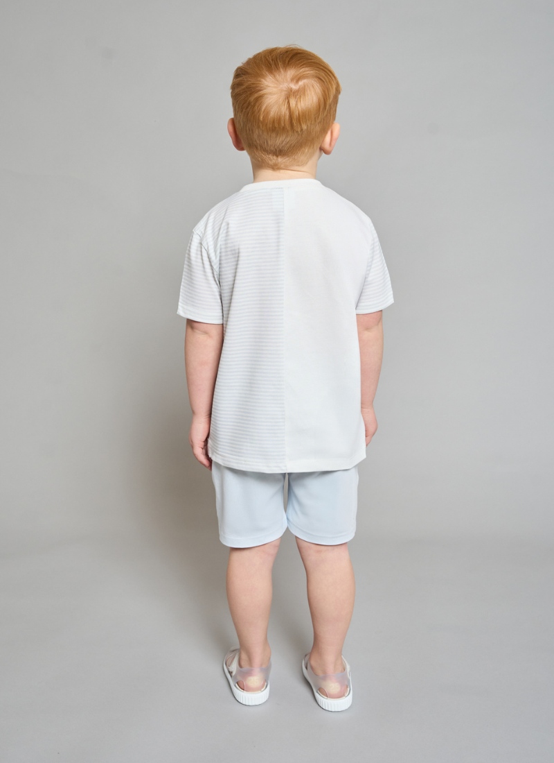 Cerulean Blue Striped T-Shirt & Short Set