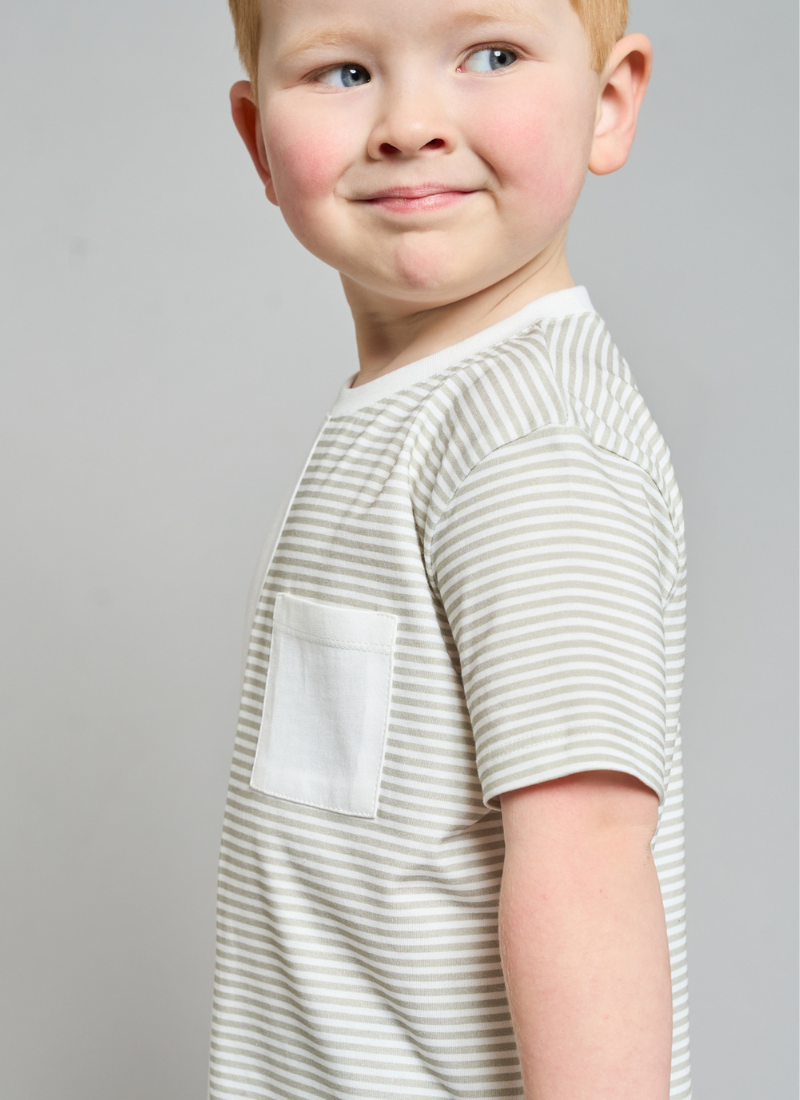 Grey Striped T-Shirt & Short Set