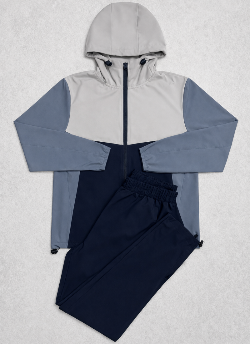 Kids Windbreaker Tracksuit - Mid Blue/Navy