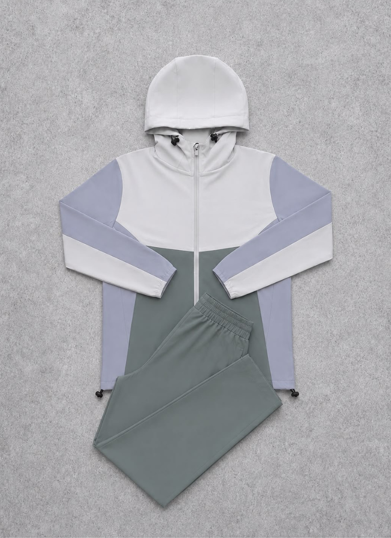 Kids Windbreaker Tracksuit - Grey/Green