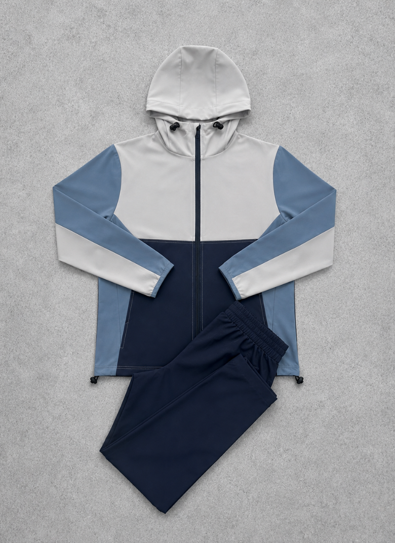 Kids Windbreaker Tracksuit - Mid Blue/Navy