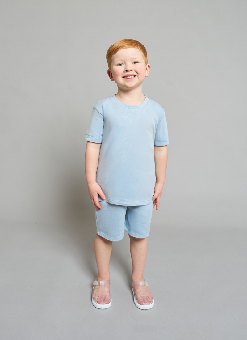 Cerulean Blue ZigZag T-Shirt & Short Set