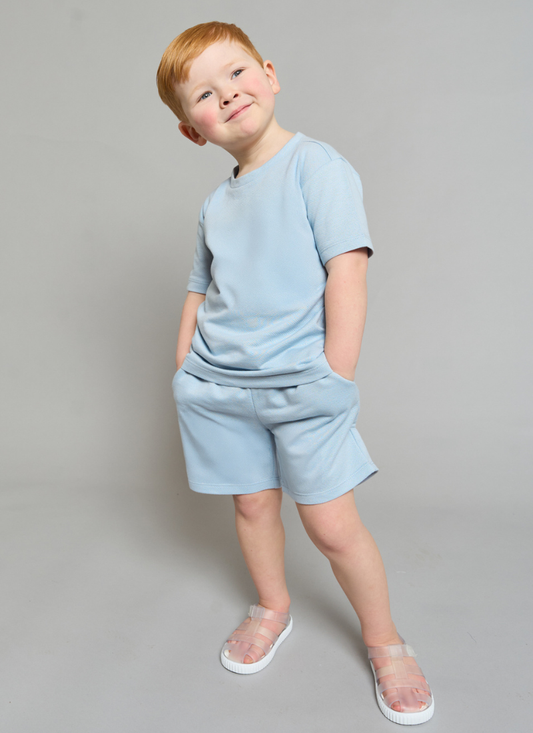 Cerulean Blue ZigZag T-Shirt & Short Set