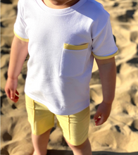 Load image into Gallery viewer, Pocket Lemon and White T-Shirt and Short Set
